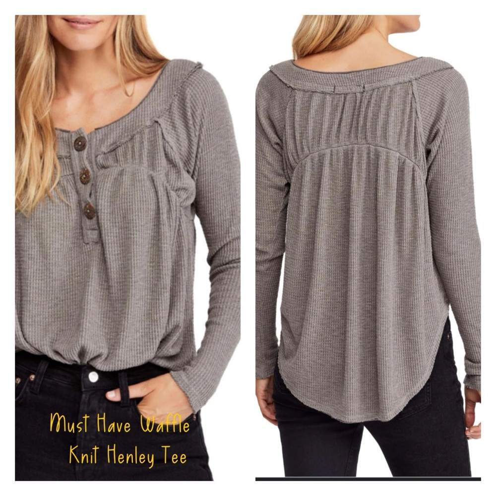 We The Free Must Have Waffle Knit Henley Tee EUC